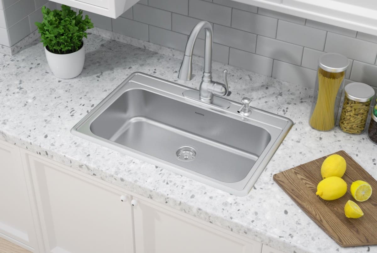 single bowl kitchen sink top mount composite