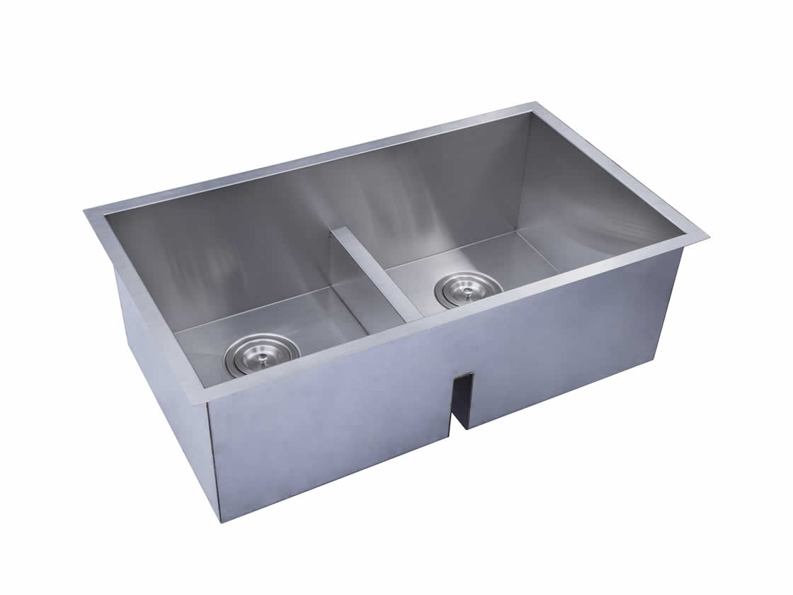 AS366 31.25 x 17.95 x 10/10 18G Low Divider Double Bowl Undermount  Legend Stainless Steel Kitchen Sink - AmeriSink